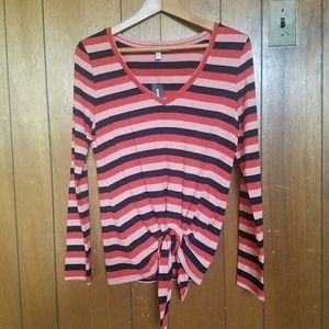 NWT Express Striped Crop Top w Tie